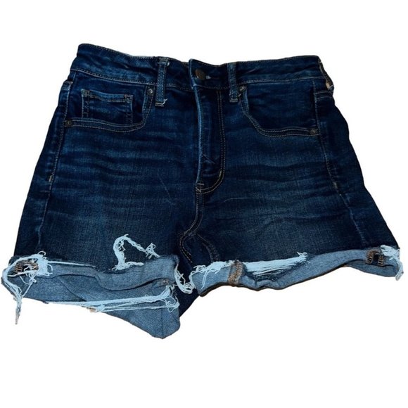 American Eagle Outfitters Pants - 𝅺AMERICAN Eagle Dark Wash Super Hi-Rise Shortie - 4